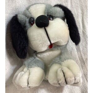 Basset Hound Plush Puppy Dog Shalom Toy Company Vintage 9" Gray & Black Cute
